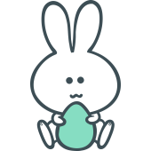 Autocollant Lapin uf Pâques Vert Assis