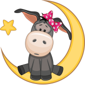 Autocollant âne Mignon Lune