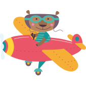 Autocollant Avion Ours Enfant