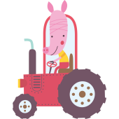 Autocollant Tracteur Cochon Enfant