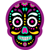 Autocollant Skull Coloré Violet