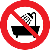Panneau Interdiction d'utiliser ce dispositif dans une baignoire