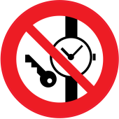 Panneau Interdiction de porter une montre ou articles métalliques