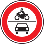 Panneau Interdiction aux motos et voitures