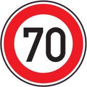 Panneau Interdiction Limite vitesse 70km/h