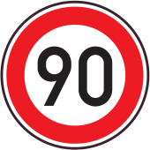 Panneau Interdiction Limite vitesse 90km/h
