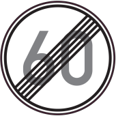 Panneau Indication Fin limitation vitesse 60km/h