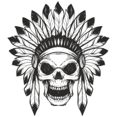 Autocollant Indien Skull