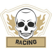 Autocollant Racing Skull Flammes