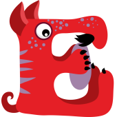Autocollant Alphabet Enfant Monstre E