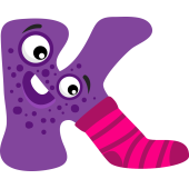 Autocollant Alphabet Enfant Monstre K
