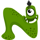 Autocollant Alphabet Enfant Monstre N