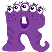 Autocollant Alphabet Enfant Monstre R