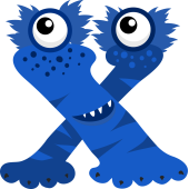 Autocollant Alphabet Enfant Monstre X