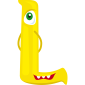Autocollant Alphabet Monstre Enfant Lettre L