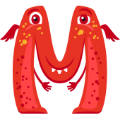 Autocollant Alphabet Monstre Enfant Lettre M