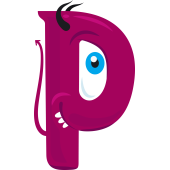 Autocollant Alphabet Monstre Enfant Lettre P