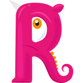 Autocollant Alphabet Monstre Enfant Lettre R
