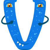 Autocollant Alphabet Monstre Enfant Lettre V