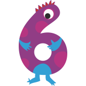 Autocollant Numéro Monstre Enfant 6