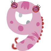 Autocollant Numéro Monstre Enfant 9