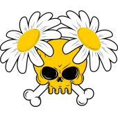 Autocollant Tête De Mort Marguerite Jaune