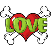 Autocollant Cur Love Tête De Mort