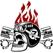 Autocollant Tête De Mort Racing Flamme