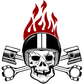 Autocollant Tête De Mort Racing Flamme 2