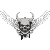 Autocollant Tête De Mort Devil Aile Diable