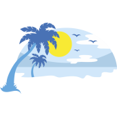 Autocollant Vacances Plage Bleu