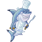Autocollant Mascotte Requin Cuisine