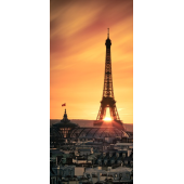 Sticker Porte Tour Eiffel Paris Couché De Soleil