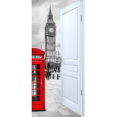 Sticker Porte Effet Ouvert Cabine Téléphone Big Ben Londres