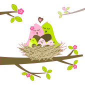 Autocollant Nid d'Oiseaux
