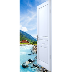 Sticker Porte Effet Ouvert Rivière