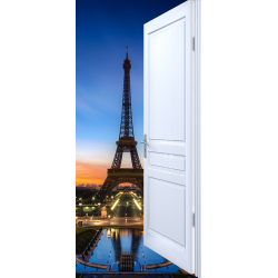 Sticker Porte Effet Ouvert New York Taxis Jaune