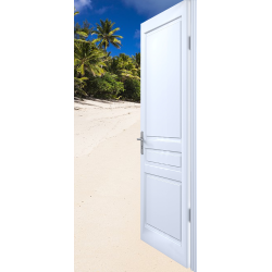 Sticker Porte Effet Ouvert Ile Paradisiaque