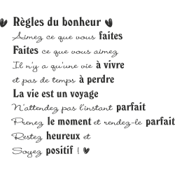 Sticker Les Règles Du Bonheur