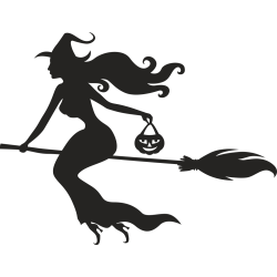 Sticker Halloween Sorcère Balai 2