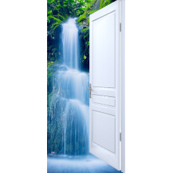 Sticker Porte Effet Ouvert Cascade