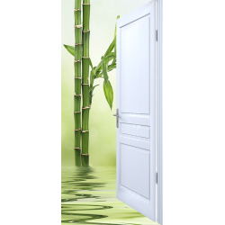 Sticker Porte Effet Ouvert Bambou