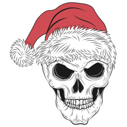 Autocollant Tête de mort Noël 4