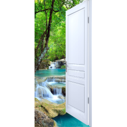 Sticker Porte Effet Ouvert Cascade En Thailande
