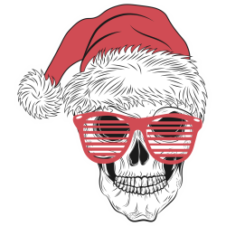 Autocollant Tête de mort Noël 6