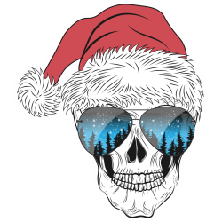 Autocollant Tête de mort Noël 5