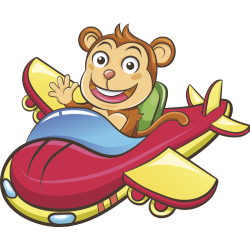 Autocollant Enfant Singe En Avion