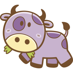 Autocollant Enfant Vache Herbe