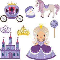 Autocollant Kit Enfant Princesse Et Châteaux Violet