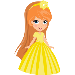 Autocollant Princesse Robe Jaune